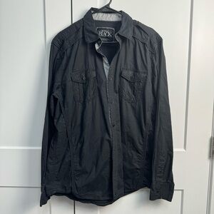 Buckle Black No 48 Athletic Fit Men's Button Front Shirt Size Large Black